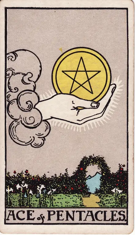 Ace of Pentacles — Rider–Waite–Smith, 1909