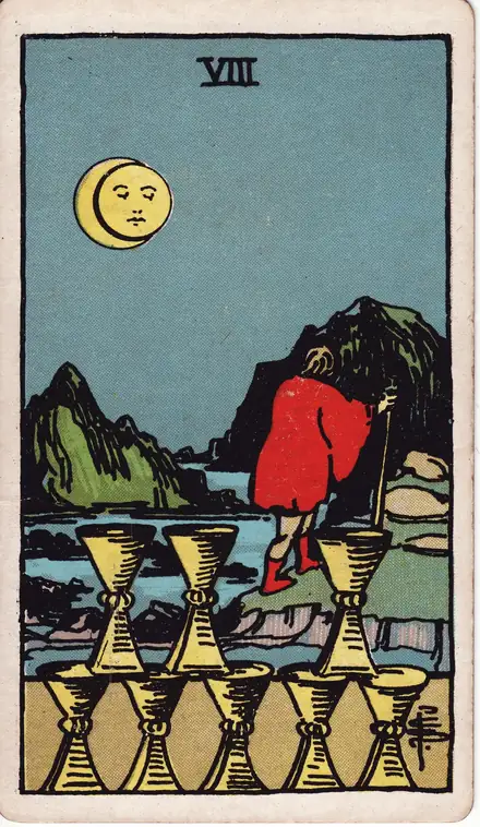 Eight of Cups — Rider–Waite–Smith, 1909