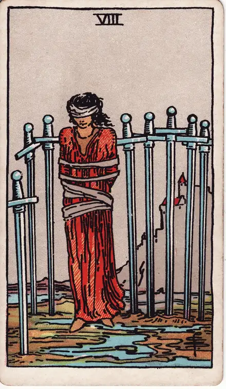 Eight of Swords — Rider–Waite–Smith, 1909
