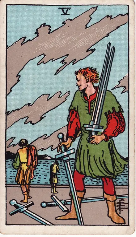 Five of Swords — Rider–Waite–Smith, 1909