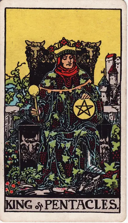 King of Pentacles — Rider–Waite–Smith, 1909