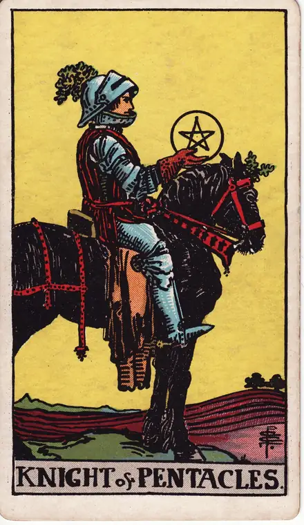 Knight of Pentacles — Rider–Waite–Smith, 1909
