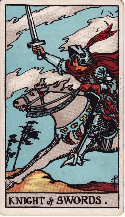 Knight of Swords — Rider–Waite–Smith, 1909