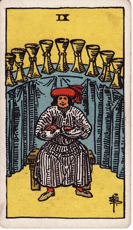 Nine of Cups — Rider–Waite–Smith, 1909