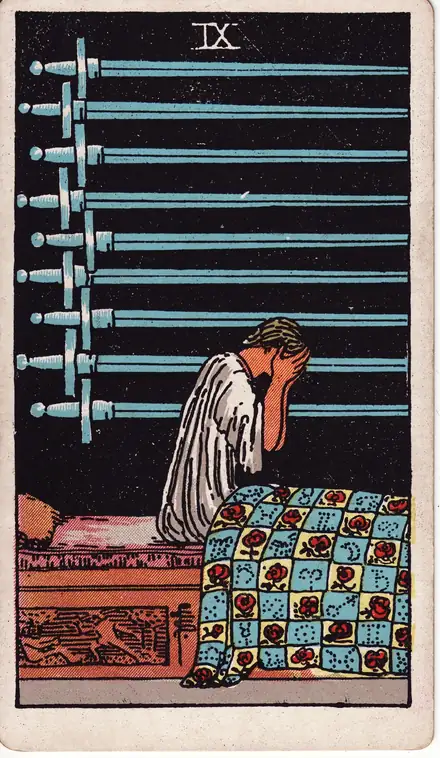 Nine of Swords — Rider–Waite–Smith, 1909