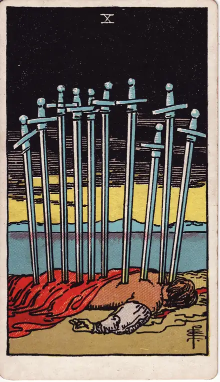 Ten of Swords — Rider–Waite–Smith, 1909