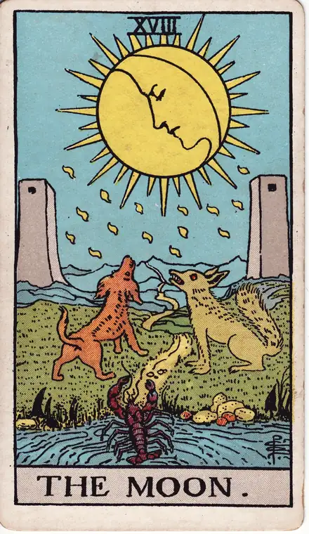 The Moon — Rider–Waite–Smith, 1909