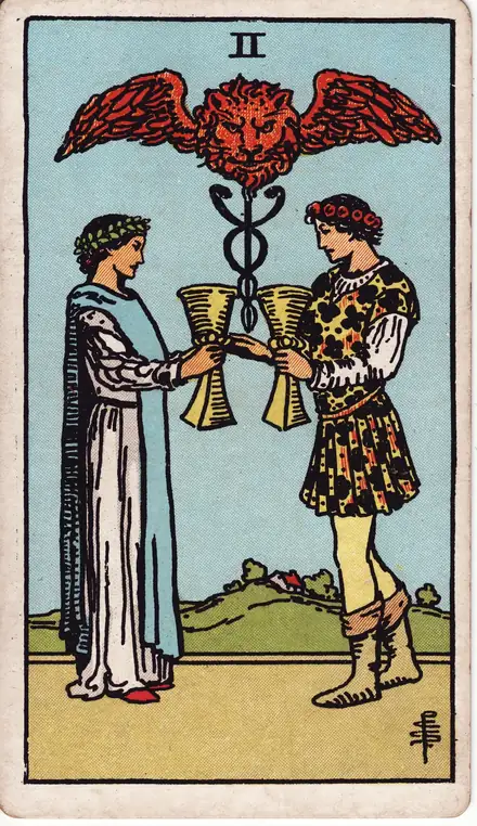 Two of Cups — Rider–Waite–Smith, 1909