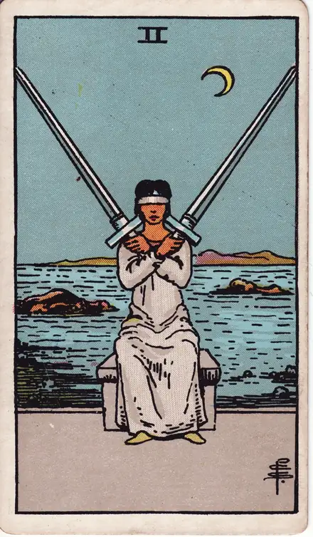 Two of Swords — Rider–Waite–Smith, 1909